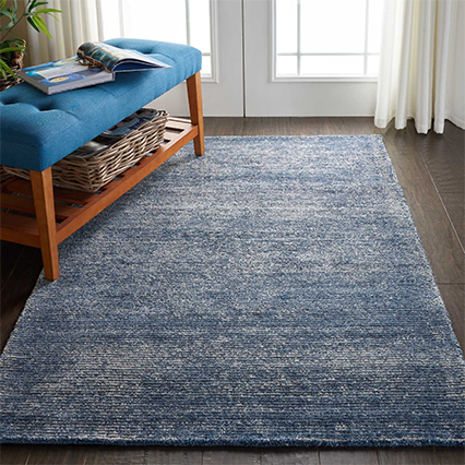 Agean Blue Bamboo Jute Area Rug