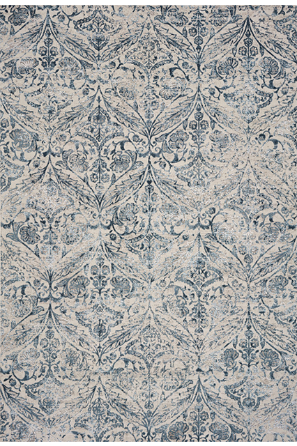 Blue Damask Area Rug