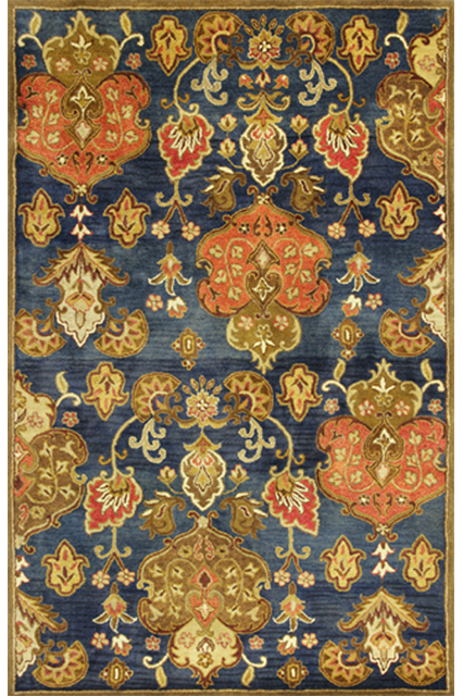 Navy Tapestry Wool Area Rug