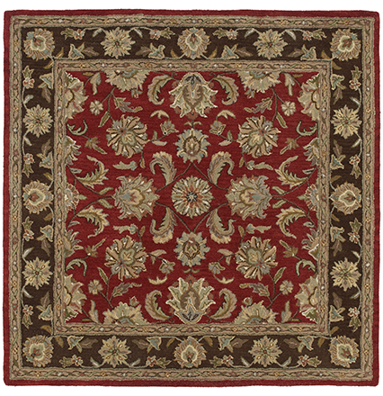 Salsa Red Traditional Square Rug